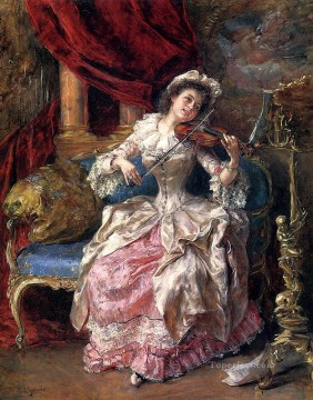 ミュージカル午後の女性 エドゥアルド・レオン・ガリド Oil Paintings
